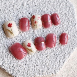 Moonstan Nail Tip, Gel Nail, Nail Seal, Self Nail Sticker, Home Nail Design, Gel Nail Seal, Nail Parts, Blue, Red, White, Flower Motif, Simple (Momoiro, M)