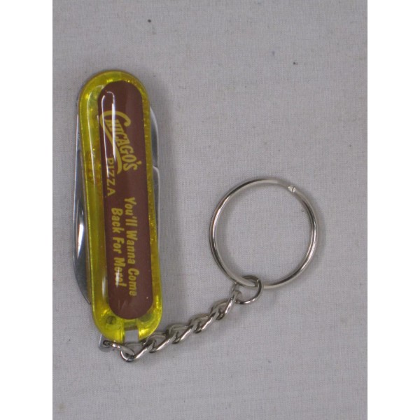 CHICAGO'S PIZZA promotional small multi tool knife promo logo key