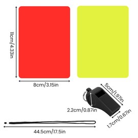 Anwangda Referee Card Set, Football Referee Red and Yellow Cards with Referee Whistle and Whistle Cord, Referee Tool for Football Games for Competition (Red, Yellow)