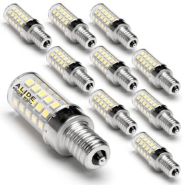 ALIDE E12 C7 LED Candelabra Bulbs 6000K Daylight White, 60W Halogen Equivalent, T6 Small Base 120V Light Bulbs 6W Cool White for Ceiling Fan Chandelier, 550lm 10-Pack
