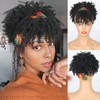 LEOSA Black Headband Wig with Bangs for Black Women Afro