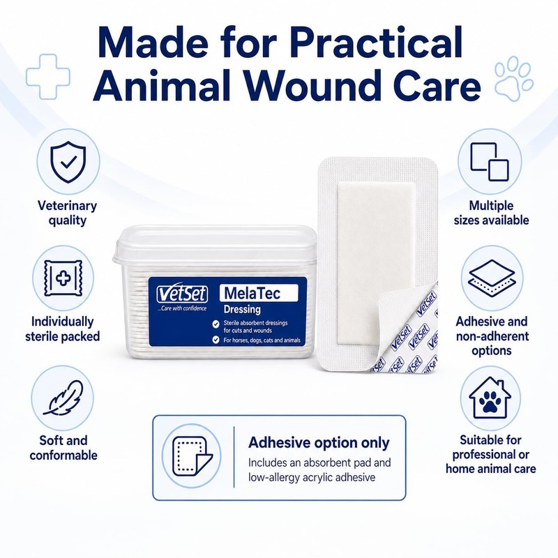 VetSet MelaTec Non-Adherent Wound Dressings 10cm x 10cm 30 Pack