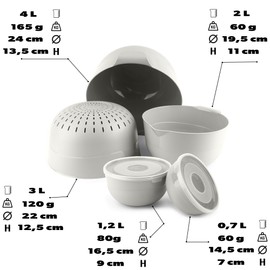 KADAX Bowl Set of 5 with Lids, Salad Bowls, Plastic Bowls for Storing Food, Fruit Bowls, Stackable Serving Bowls, Mixing Bowls (White)