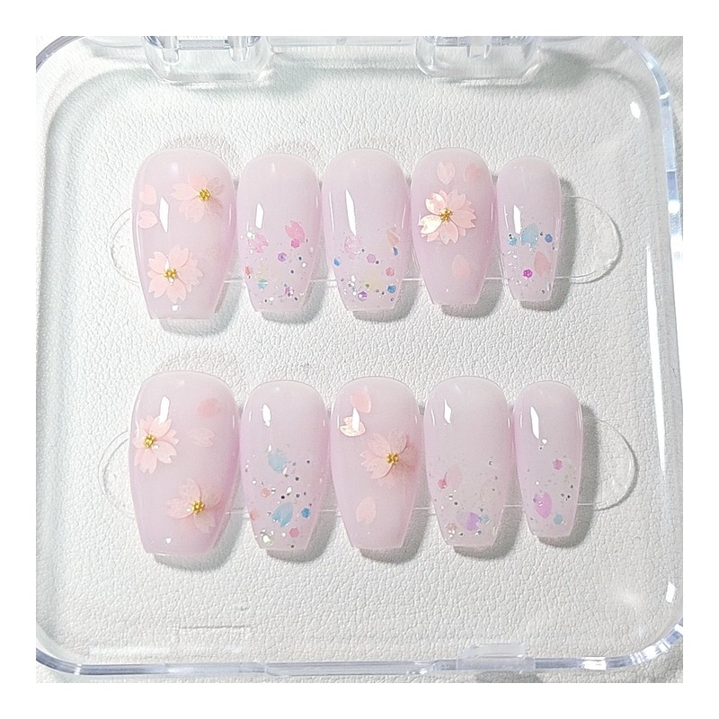 Handmade nail tips when cherry blossoms bloom - Petit Coffin