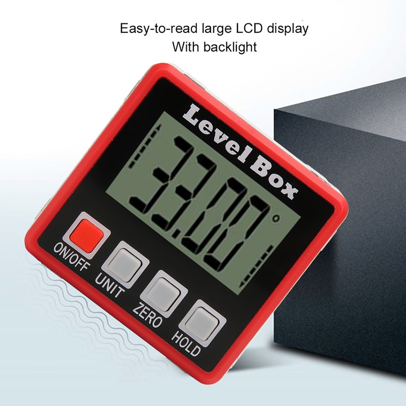Digital Display Angle Meter Measurement Tool Automatic Backlight 4 Button