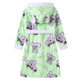 Funnycokid Girls Robes Size 10-12 Koala Kids Hooded Bathrobe Soft Fleece Pajamas Plush Flannel Sleepwear 10-12 Years