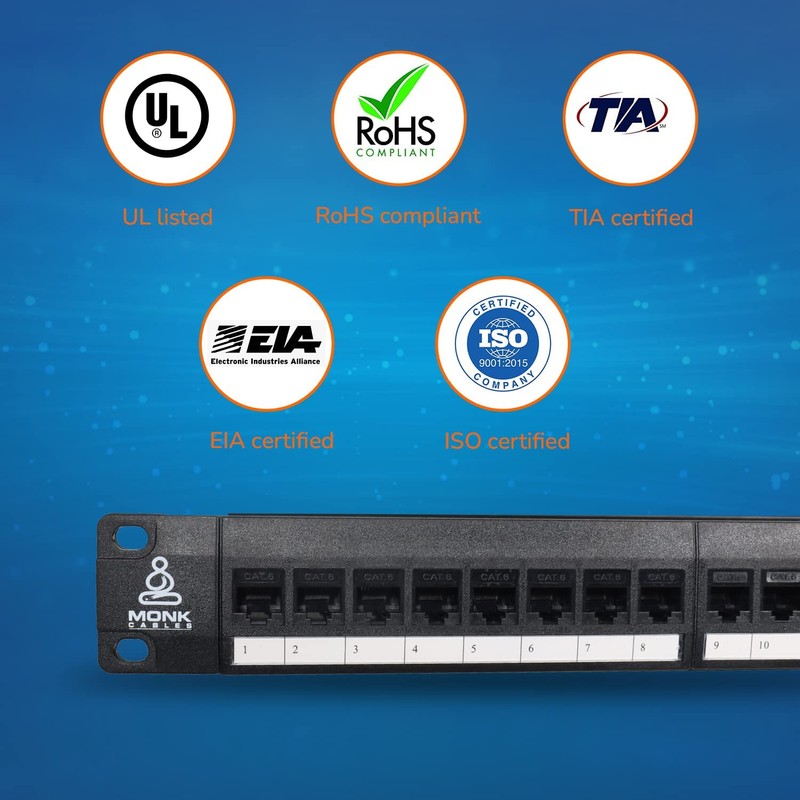 MONK CABLES | CAT6 Patch Panel | Inline | 24