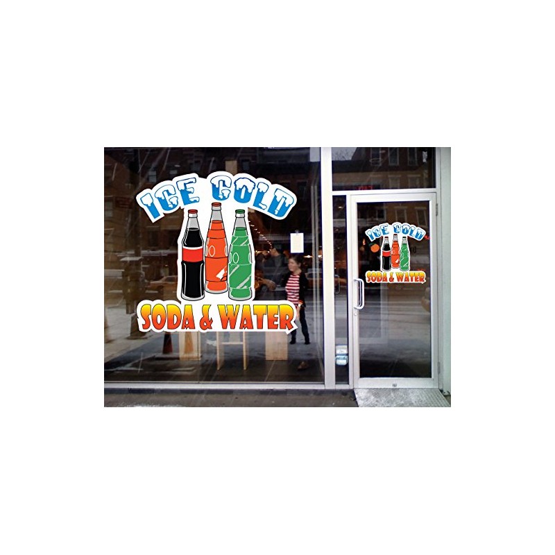 Ice Cold Soda and Water Concession Restaurant Die-Cut Window Static