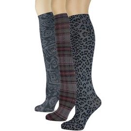 Sox Trot Women's Beige Cute Printed Pattern Knee High Socks, Shoe Size 5-10, Bella