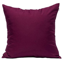 TangDepot Set of 2 Durable Faux Silk Solid Pillow Shams, Square Decorative Pillow Covers, Throw Pillow Covers, Indoor/Outdoor Cushion Covers Pillows Shells - (18"x18" 2 Pieces, Burgundy Wine)