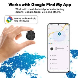 Android Tracker Tags 2 Pack, Air Tag for Google Find My Device App (Android Only), Perfect Key Finder Item Locator Tracking Device，Portable Smart Tracker for Luggage, Wallet, Vehicles, Pets,Black
