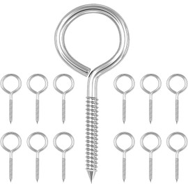 ATB-Foger Pack of 12 Eye Bolts Stainless Steel Ceiling Hooks Heavy Duty Eye Bolt for Home Office and Outdoor Self Tapping Screws M6 x 88