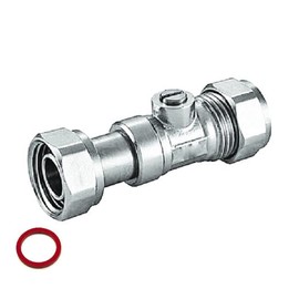 UKDD® 15mm Service Valve Straight 1/2" Inc. Washer Chrome