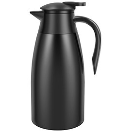 2L/68OZ Stainless Steel Thermal Coffee Carafe, Vacuum Insulated Jug for Hot/Cold Beverages, 24-Hour Temperature Retention for Home, Office & Camping (Black)
