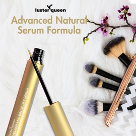 Luster Queen Eyelash Serum - Eye Lashes Lift & Eyebrow Solution for Enhancing Length, Strength, Thickness, & Darkness - Naturally Long Lash & Eye Brow Lines - Easy to Apply, No Harsh Additives, 5ml