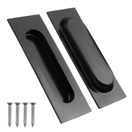 Unikeen 2 Pack Recessed Sliding Handles, 120mm Stainless Steel Flush Finger Pulls Pocket Door Handles Black Embedded Sliding Door Knob with Hidden Screws for Kitchen Cupboard Wardrobe Dresser Closet