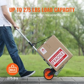 Happybuy Folding Hand Truck, 275 lbs Capacity, Aluminum Portable Cart, Convertible with Telescoping Handle and PP+TPR Wheels, Lightweight and Strong for Warehouse Moving
