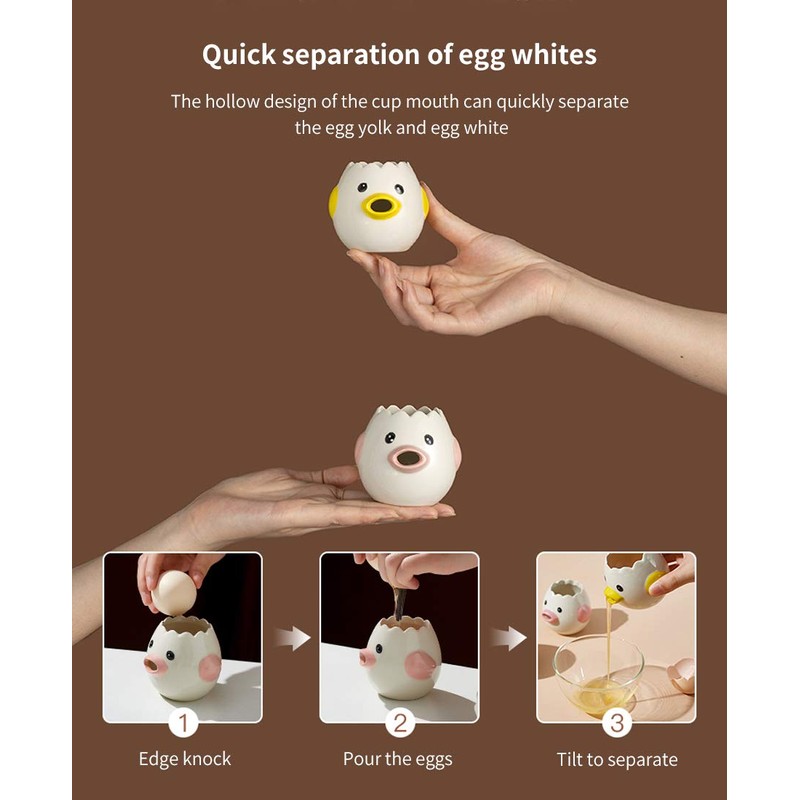 Egg Separator, Ceramic Egg Yolk Egg White Separator, Portable Kitchen