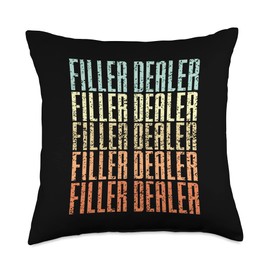 Filler Dealer Lip Filler Quote & Med Spa Pun Vintage Filler Dealer Retro Aesthetic Nurse Injector Throw Pillow, 18x18, Multicolor
