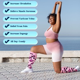 AuSletie 3 Pairs Plus Size Compression Socks for Women Wide Calf Extra Large Knee High Support for Travel,Yoga, Running，2XL