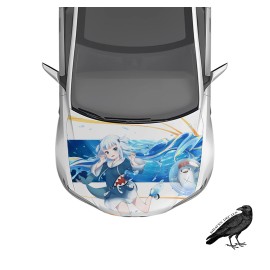 Gawr Gura Vtuber V2 Anime Hood Wrap Weatherproof Vinyl Car Decal 50" X 65"