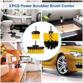 3-Pack Different Size Drill Brush Set for Cleaning bathrooms, bathtubs, Tiles, Grout and Floors, Also for car Detailing, Wheel, Engine Cleaning kit