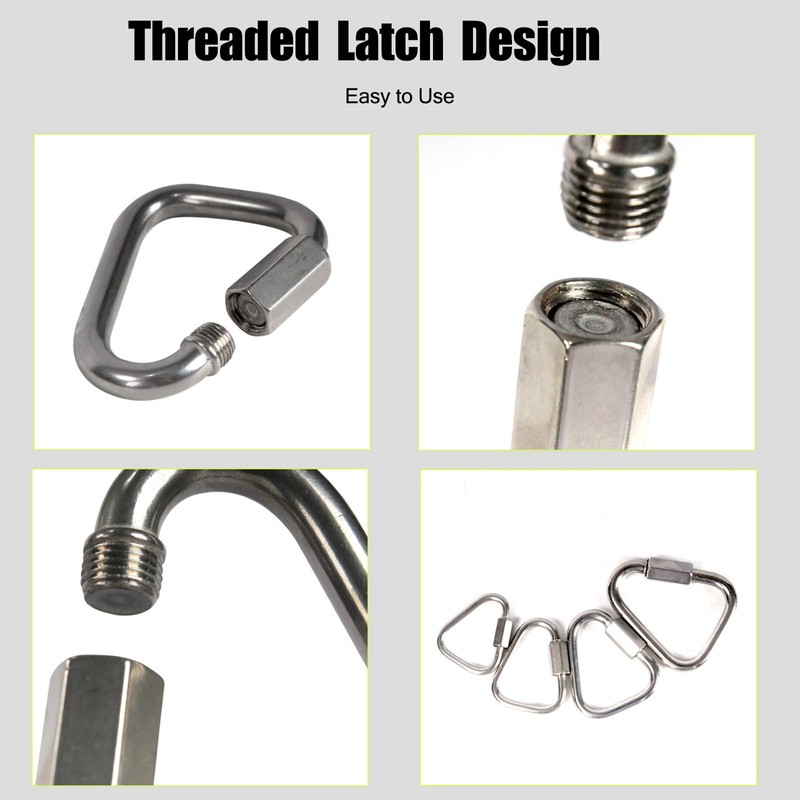 Pack of 2 Carabiner Hooks, Stainless Steel 304 Triangular Carabiner