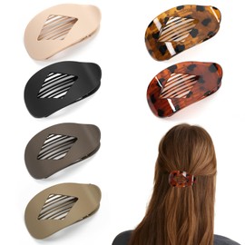 Rhombus Flat Hair Claw Clips, Strong Hold Flat Hair Clip for Women, 6 PCS Large Size Hair Clip for Thick Thin Straight Curly Hair