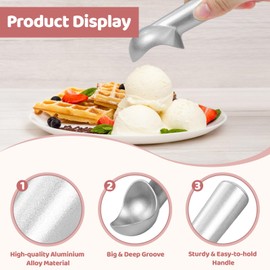 Nepfaivy Ice Cream Scoop 2 Pieces - 18cm/7.1in Non-Stick Anti-Freeze Ice Cream Scoops, Easy to Use Aluminum Alloy Cookie Scoop, Perfect for Hard Ice Cream, Cookie Dough, Gelato, Sorbet, Melon Balls