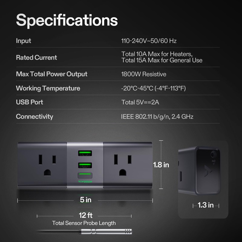 VIVOSUN GrowHub Outlet Controller A22 with Temperature and Humidity Sensor