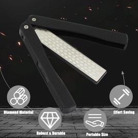 Double Sided Knife Sharpener, Folding Knife Sharpener Black 400/600 Double Sided Portable Knife Sharpener for Coarse or Fine Sharpening for Outdoor Camping Kitchen
