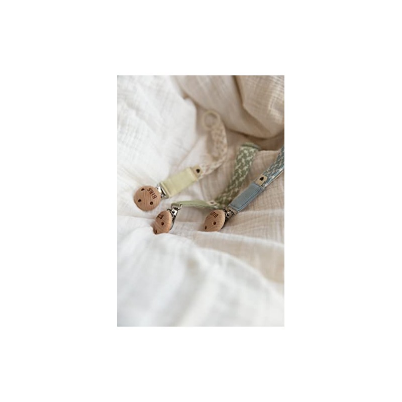 BIBS Pacifier Clip Braided Dusty Pink/Baby Pink