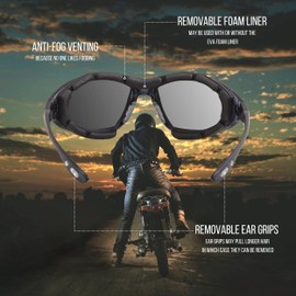 WYND Blocker Kraken Motorcycle Riding Glasses Extreme Sports Wrap Dry Eye Sunglasses (Model 336 - Obsidian Crystal, Verdant)