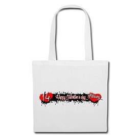 Reifen-Markt Tasche Umhängetasche VALENTINSTAG LOVE YOU HAPPY VALENTIN`S DAY - FRAU MANN - LIEBE - MAMA - PAPA Einkaufstasche Schulbeutel Turnbeutel in Weiß