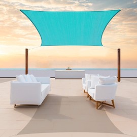 ColourTree 10' x 16' Turquoise Rectangle Sun Shade Sail Canopy Awning Fabric Cloth Screen - UV Block UV Resistant Heavy Duty Commercial Grade - Outdoor Patio Carport - (We Make Custom Size)