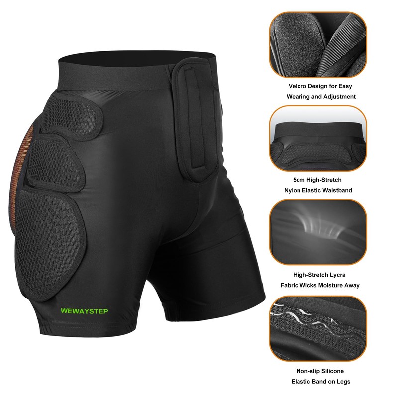 Protective Padded Shorts Crash Pad, PU Hip Butt Pads Impact