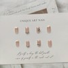 Pink Press on Nails French Tip Fake Nails with Rhinestone
