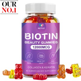 MENXI Vitamatic Biotin Gummies 12000 Mcg for Stronger Hair Skin Nails 60 Vegan Gummies