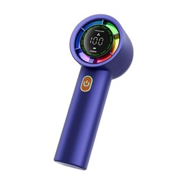 Portable Handheld Fan with LED Display, Digital Power Indicator, USB Rechargeable, Gold (violet)