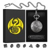Mini DND Dice Set with Steampunk Winged Flying Dragon Pocket