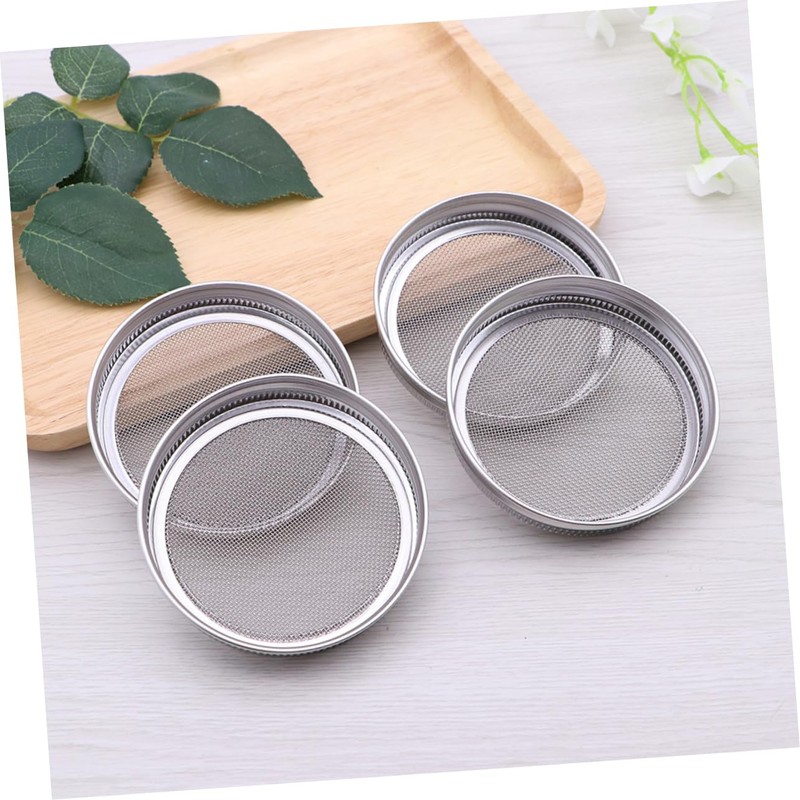 Kisangel 4Pcs Stainless Steel Sprouting Lids for Mason Jars Removable