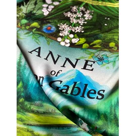 Universal Zone Anne of Green Gables by L.M. Montgomery Square Satin Scarf. Neck Scarf, Headscarf, Bag Scarf, Shawl. Bookish Gift, Green Scarf