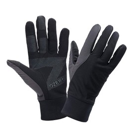 OZERO Cycling Gloves for Women, Winter Warm Bicycle Glove for Smart Phone Texting with Non-Slip Silicone Gel - Thermal Cotton - Windproof and Waterproof for Running, Biking, Driving - Black (Large)
