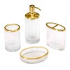 Nicole Miller - Bathroom Set, 4pc Glass Countertop Accessories, Dorm