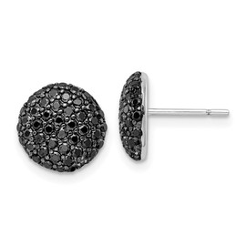 Diamond2Deal Sterling Silver Rhodium-plated Black Cubic Zirconia Stud Earrings (L-0.41 Inch, W-0.41 Inch)