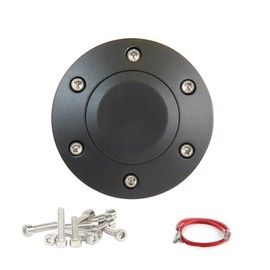 Black 6-Hole Universal Fit Aluminum Horn Button for Aftermarket Steering Wheels