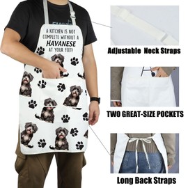 CENWA Havanese Kitchen Decor A Kitchen is Not Complete without A Havanese Apron Havanese Lover Gift (havanese apron)