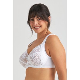 Miss Mary of Sweden Jacquard & Lace Womens Underwired Bra with Side Support White