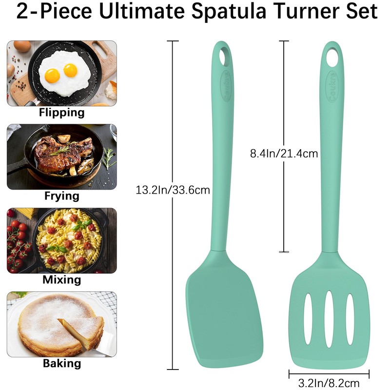 Coukre 2 Pack Silicone Spatula Set, High Heat Resistant, BPA