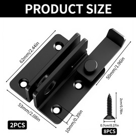2 Stück Türriegel Abschließbar, 63 X 53 mm Aufschraubschloss Türriegel Außen Berwurfriegel Schwarz öffnet sich auf der rechten Seite Riegelschloss für Gartentor Fenster Zaun